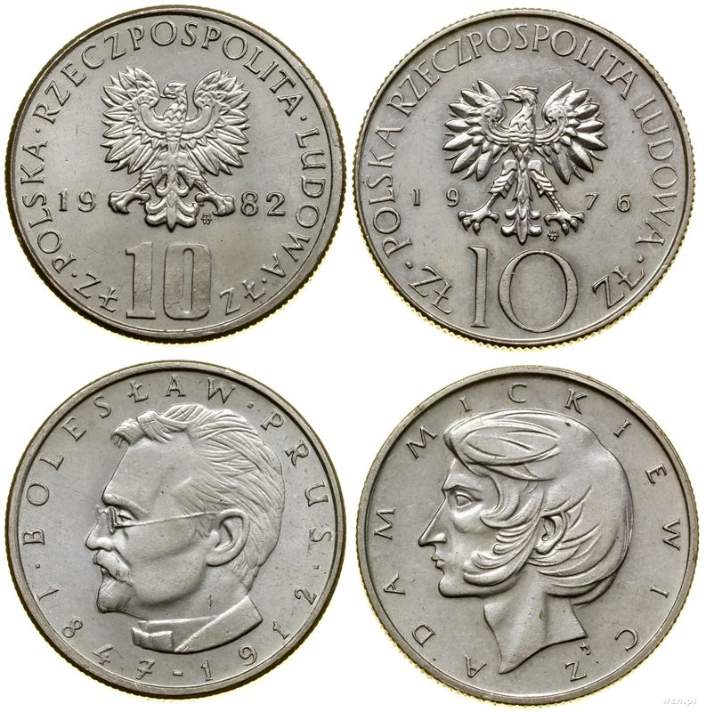 Polska, zestaw 2 x 10 złotych, 1976, 1982