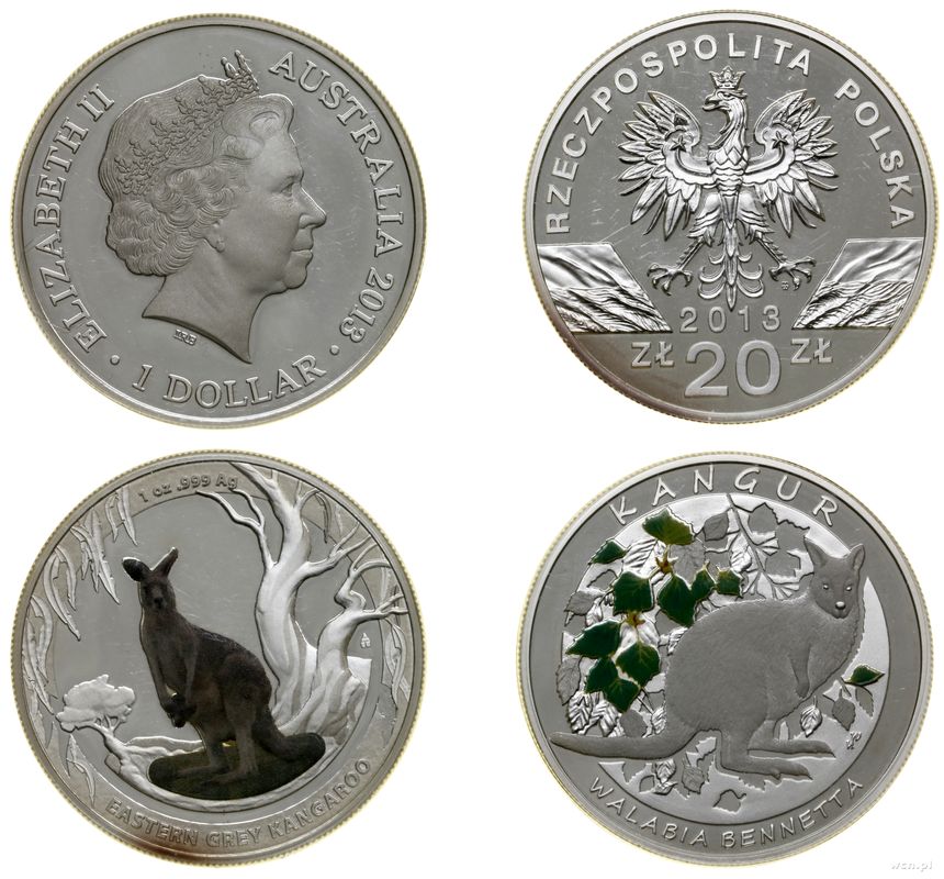 Polska, zestaw 20 złotych + 1 dolar, 2013
