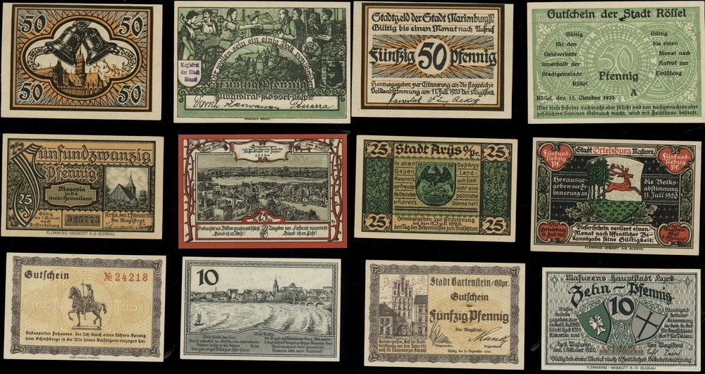 banknoty zastępcze, zestaw 6 banknotów, 1920–1921