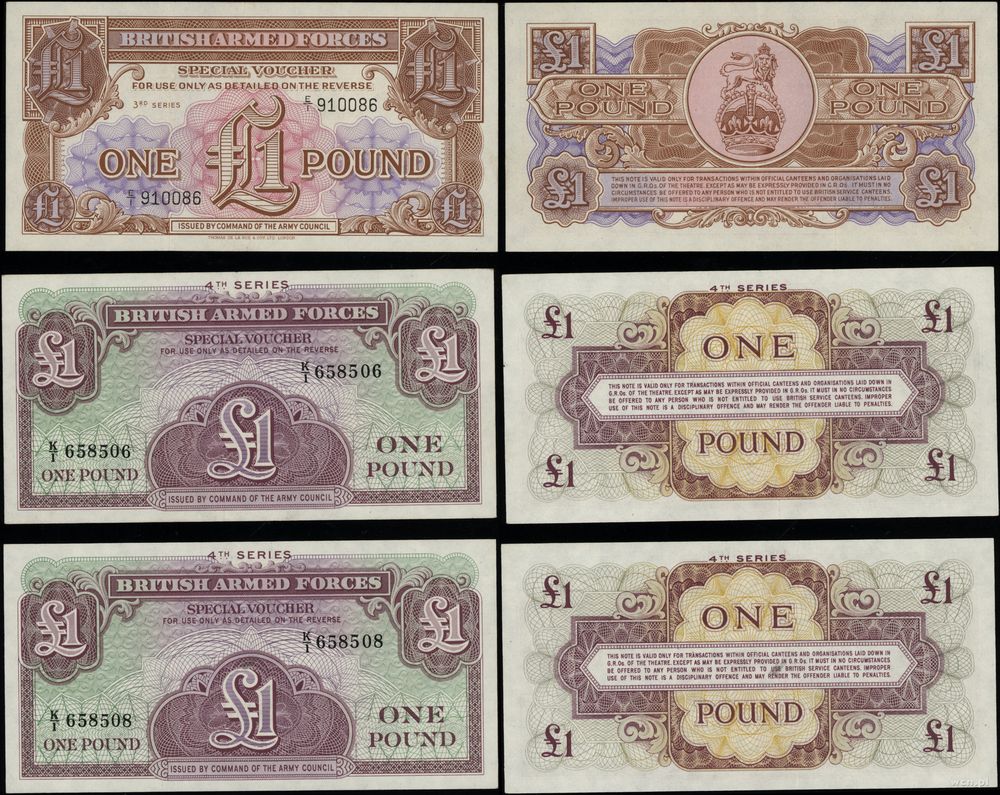 Wielka Brytania, zestaw: 3 x 1 funt, 1956 i 1962