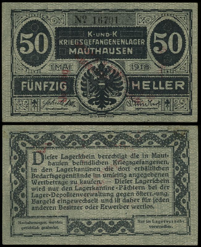 I Wojna Światowa, bon na 50 halerzy, 1.05.1918