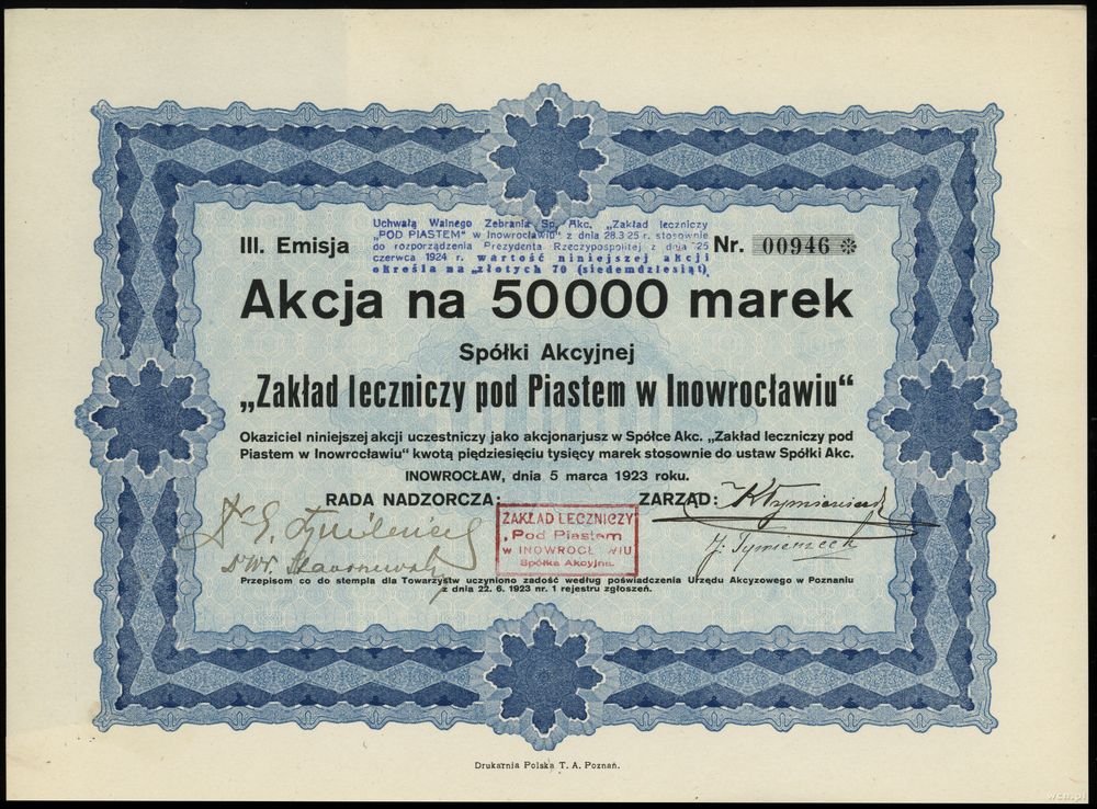 Polska, akcja na 50.000 marek, 5.03.1923