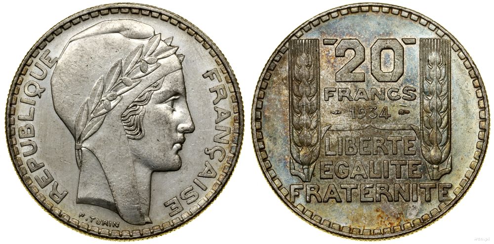 Francja, 20 franków, 1934