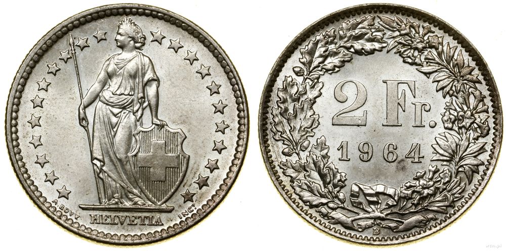 Szwajcaria, 2 franki, 1964 B