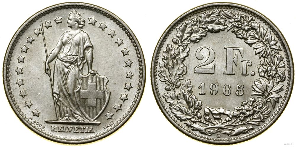 Szwajcaria, 2 franki, 1965 B