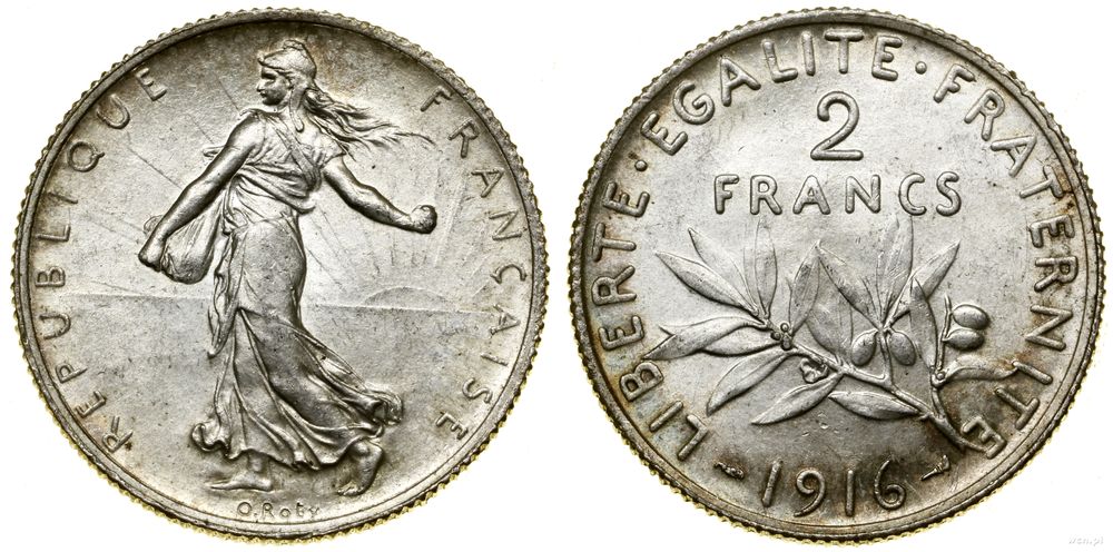Francja, 2 franki, 1916