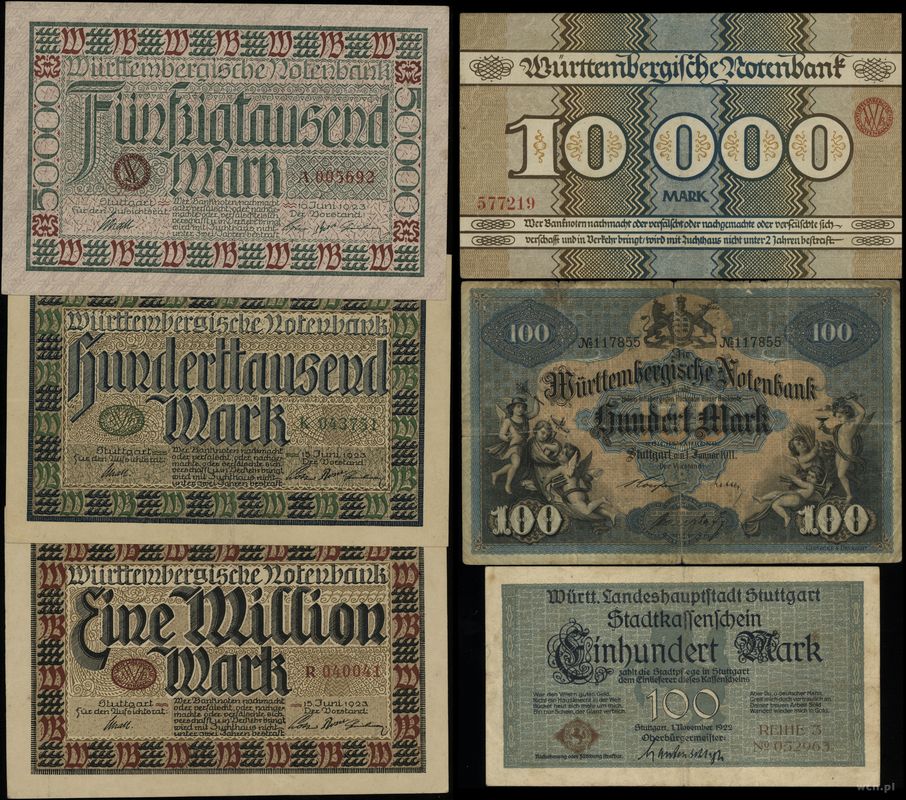 Niemcy, zestaw 6 banknotów