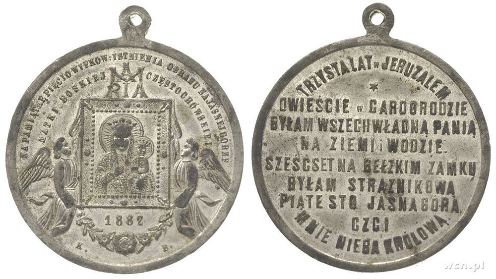 Polska, Medal wybity z okazji 500. rocznicy pobytu obrazu na Jasnej Górze, m.., 1882