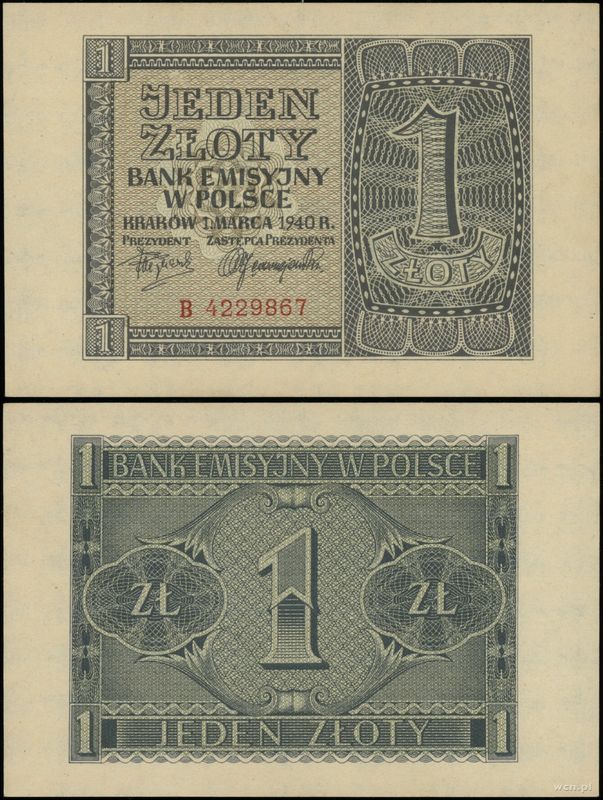 Polska, 1 złoty, 1.03.1940