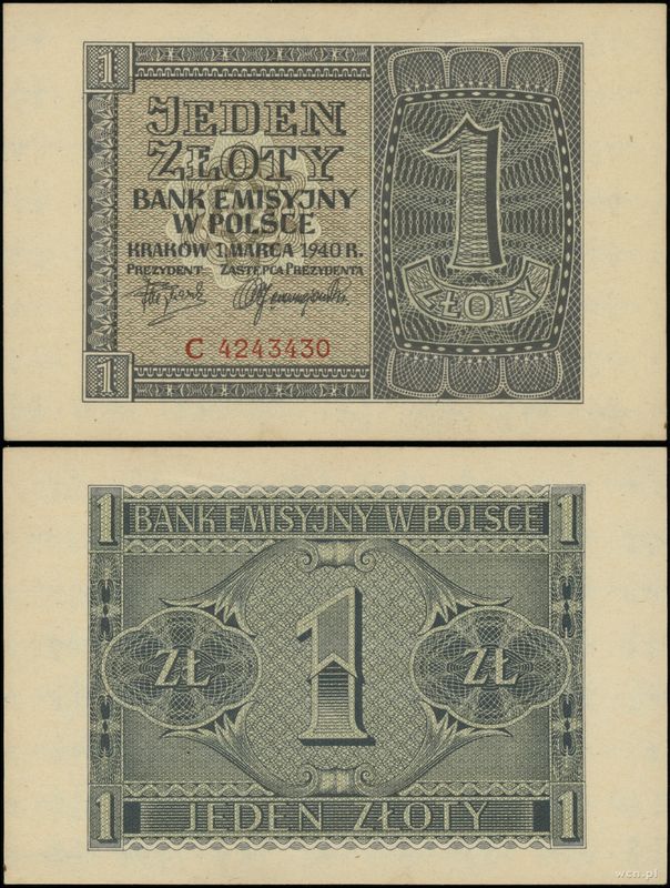 Polska, 1 złoty, 1.03.1940
