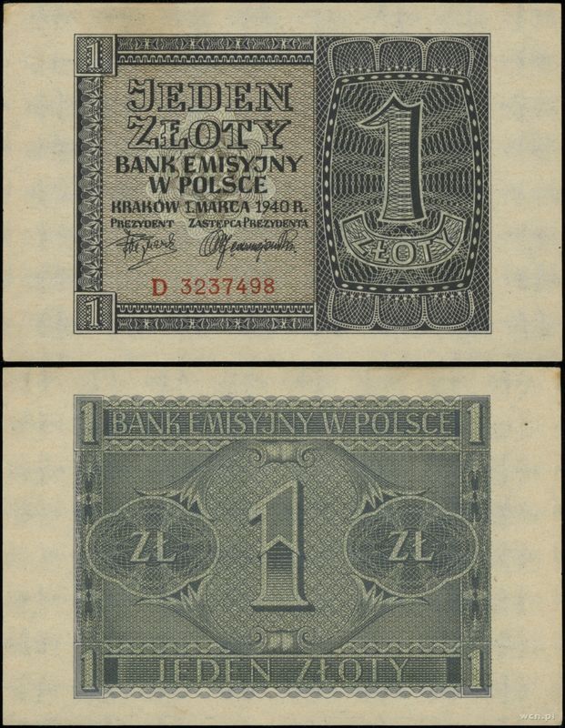 Polska, 1 złoty, 1.03.1940