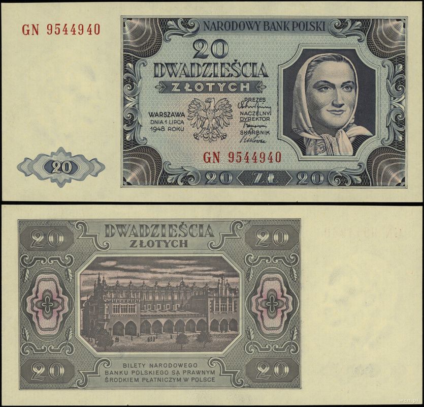 Polska, 20 złotych, 1.07.1948