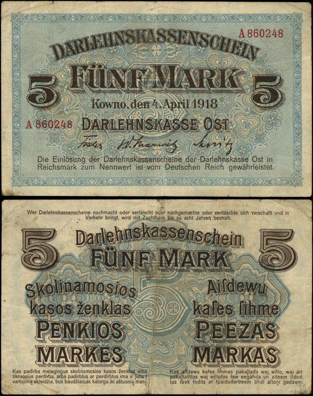 Polska, 5 marek, 4.04.1918