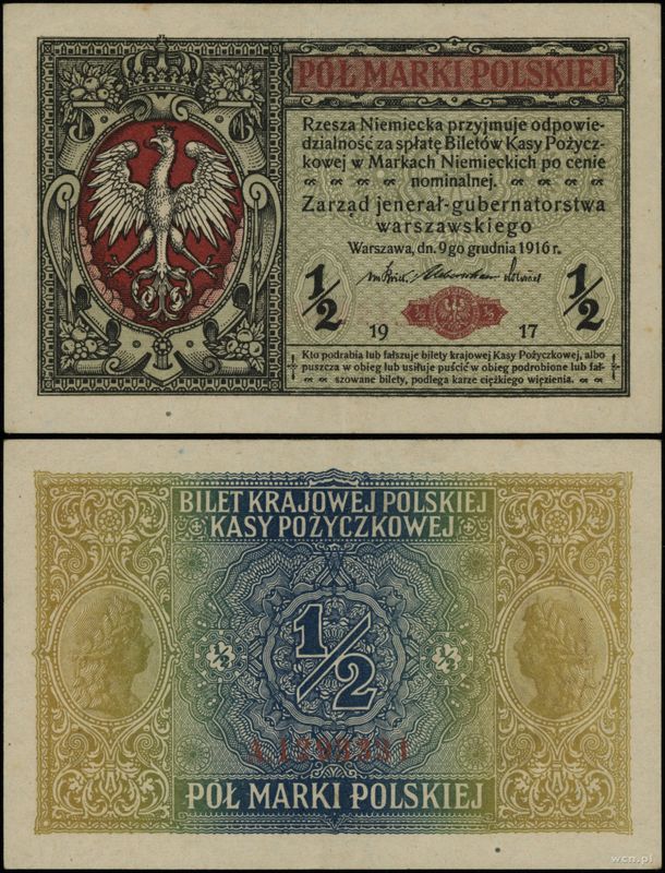 Polska, 1/2 marki polskiej, 9.12.1916