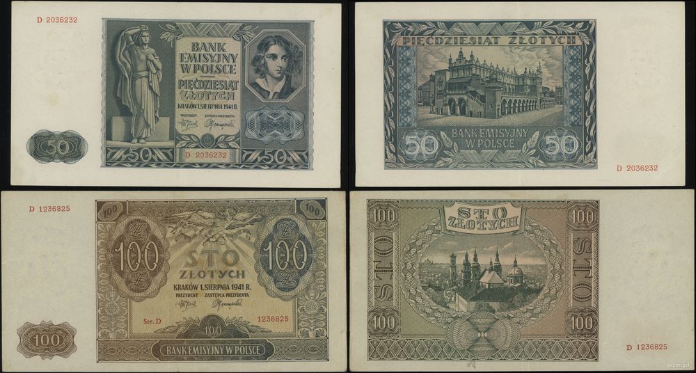 Polska, zestaw: 50 i 100 złotych, 1.08.1941