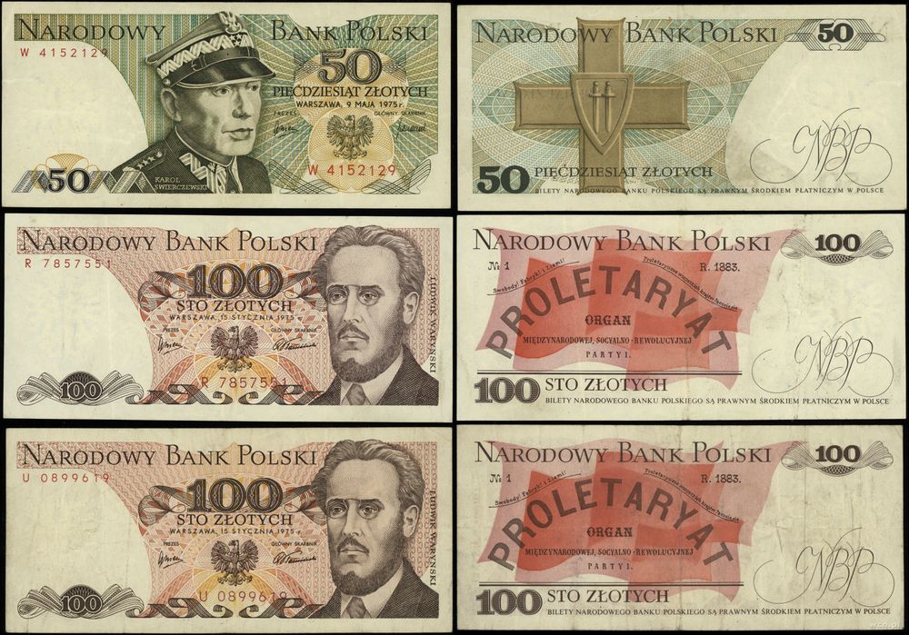 Polska, zestaw 3 banknotów, 1975