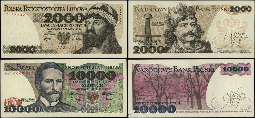 Polska, zestaw 2 banknotów, 1979–1988