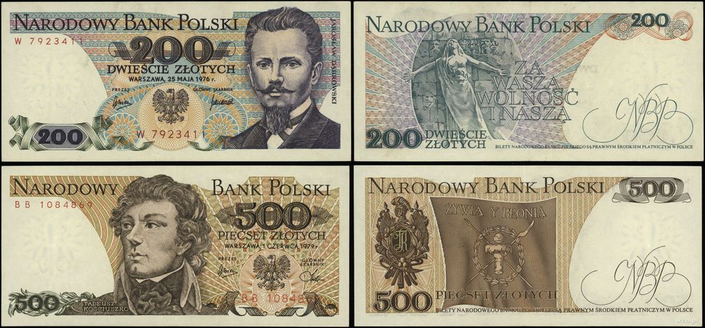 Polska, zestaw 2 banknotów, 1976–1979