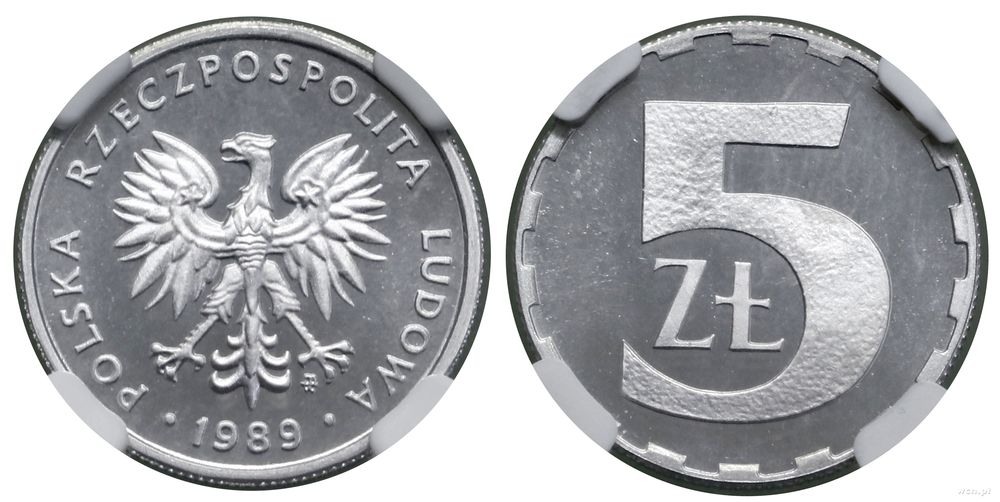 Polska, 5 złotych, 1989