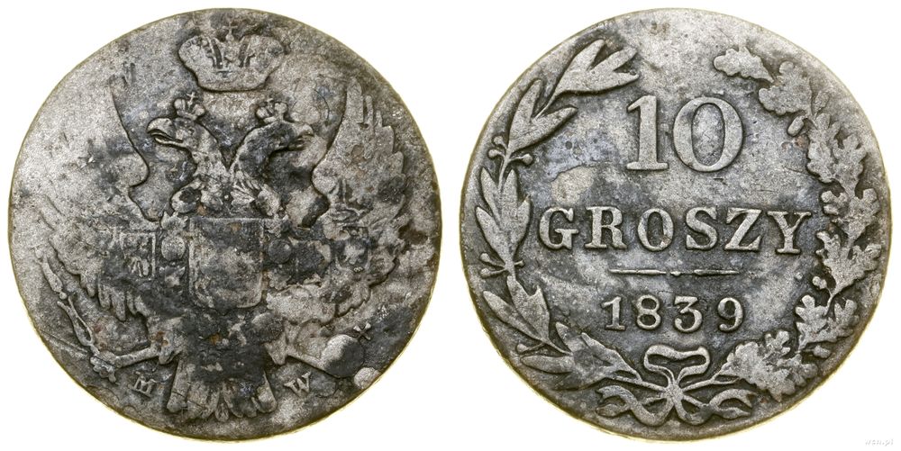 Polska, 10 groszy, 1839 MW