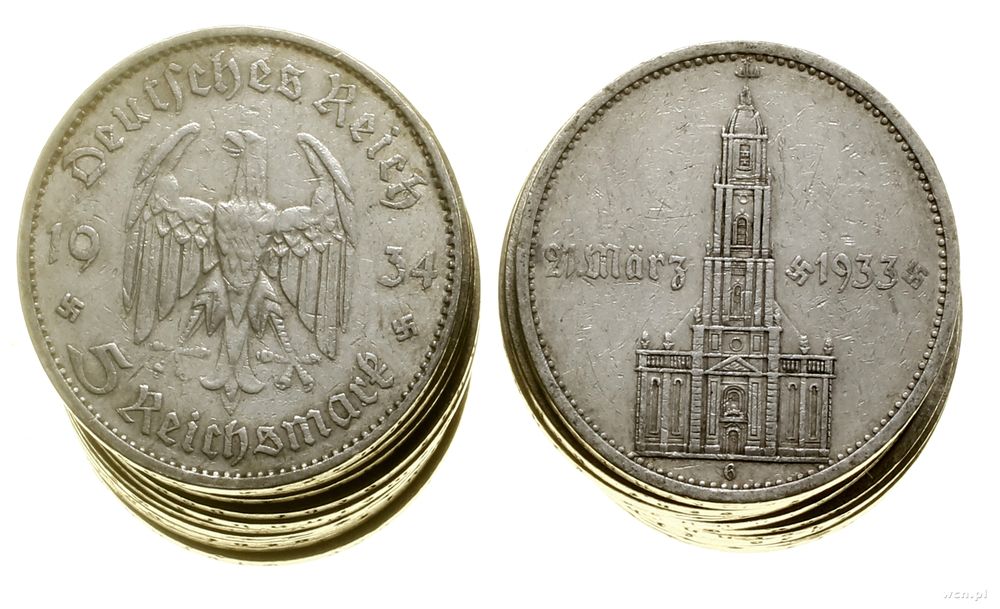 Niemcy, zestaw 20 x 5 marek, 1934