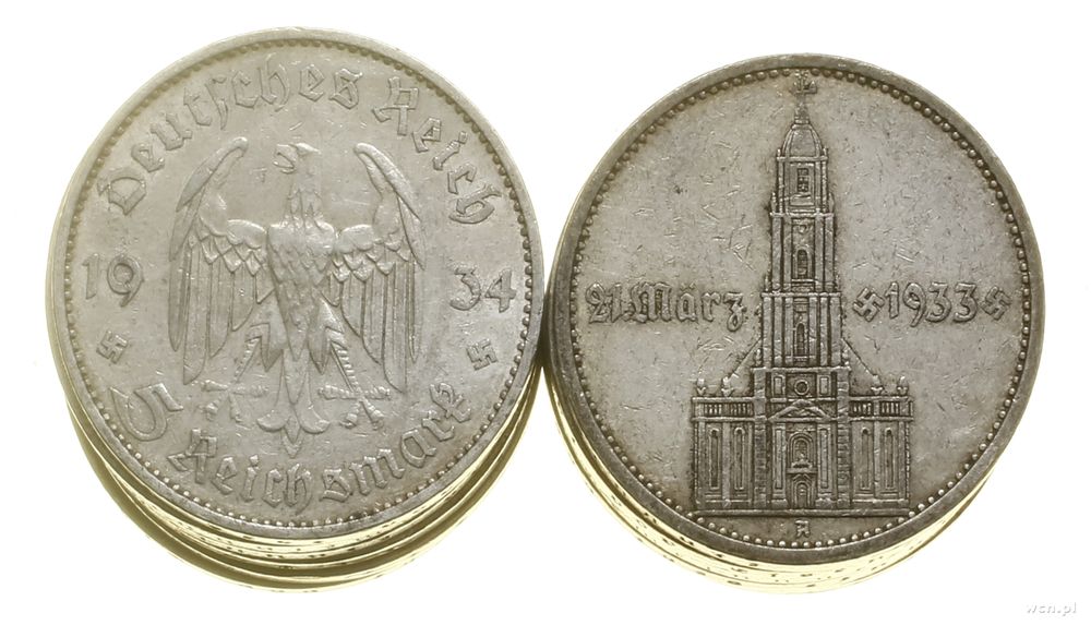 Niemcy, zestaw 12 x 5 marek, 1934