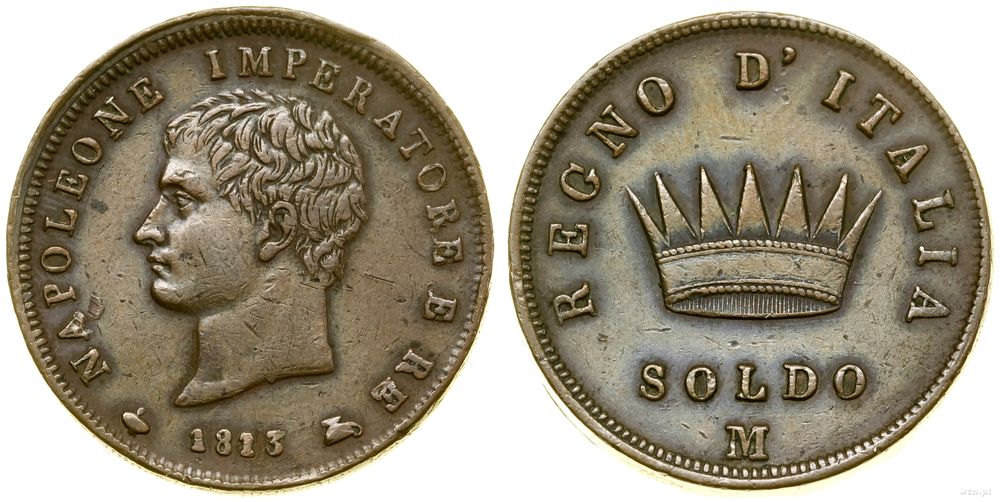 Włochy, 1 soldo, 1813 M