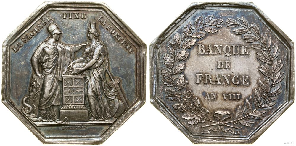 Francja, żeton Banku Francji, AN VIII (1800)