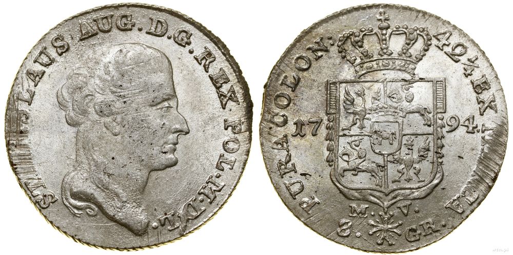 Polska, dwuzłotówka (8 groszy), 1794 MV