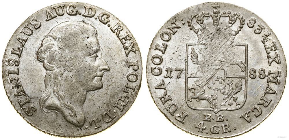 Polska, złotówka (4 grosze), 1788 EB