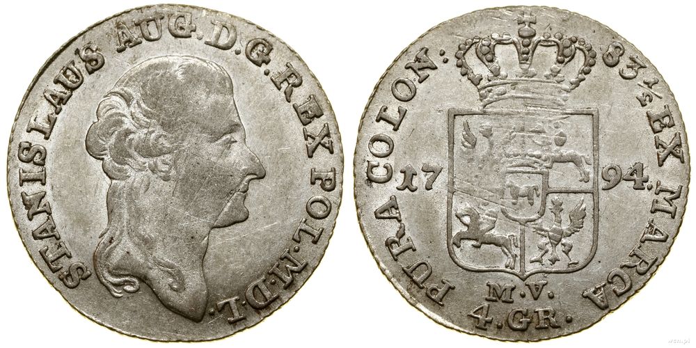 Polska, złotówka (4 grosze), 1794 MV