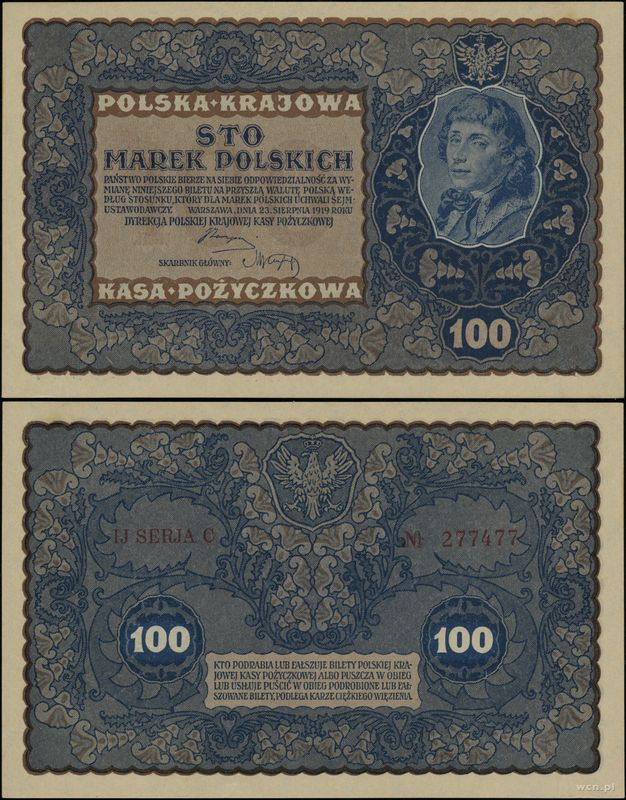 Polska, 100 marek polskich, 23.08.1919