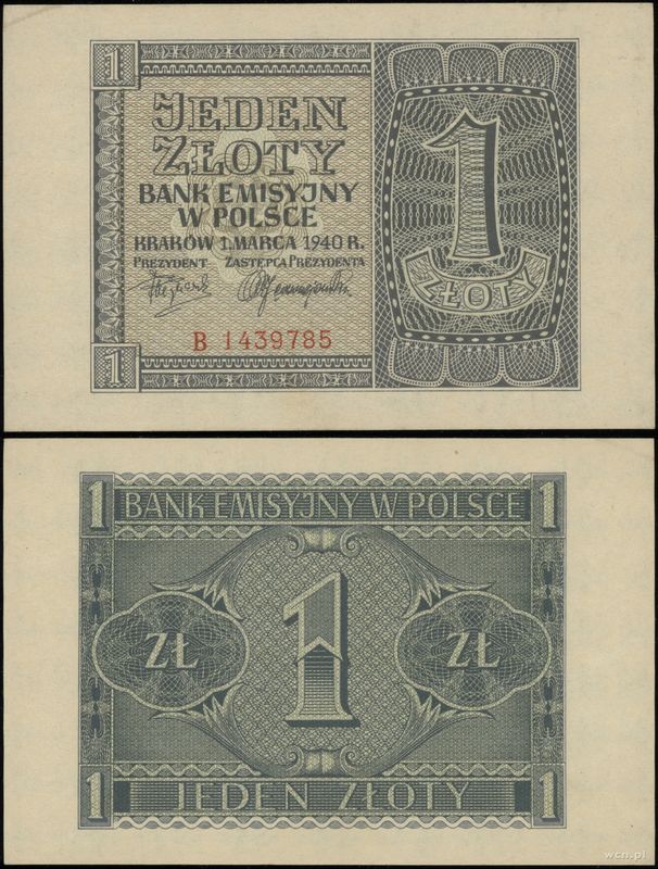 Polska, 1 złoty, 1.03.1940