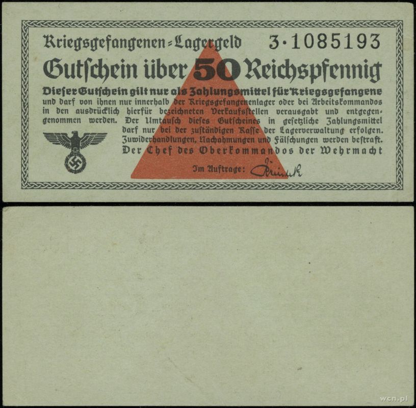 Kriegsgefangen Lagergeld (1939–1945), 50 fenigów, bez daty