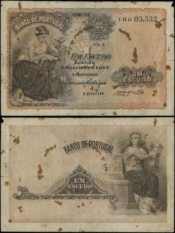 Portugalia, 1 eskudo, 7.09.1917