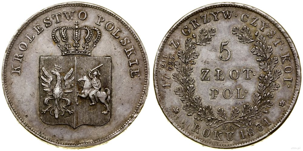 Polska, 5 złotych, 1831 KG