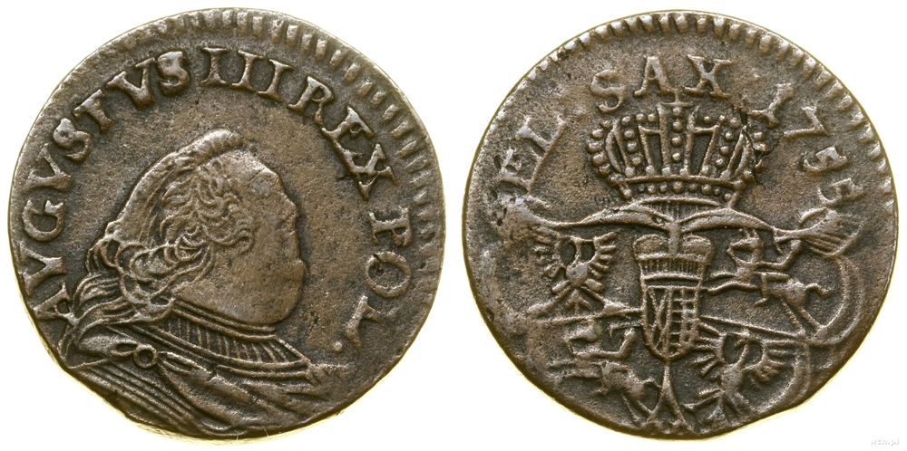 Polska, grosz (3 szelągi), 1755 H
