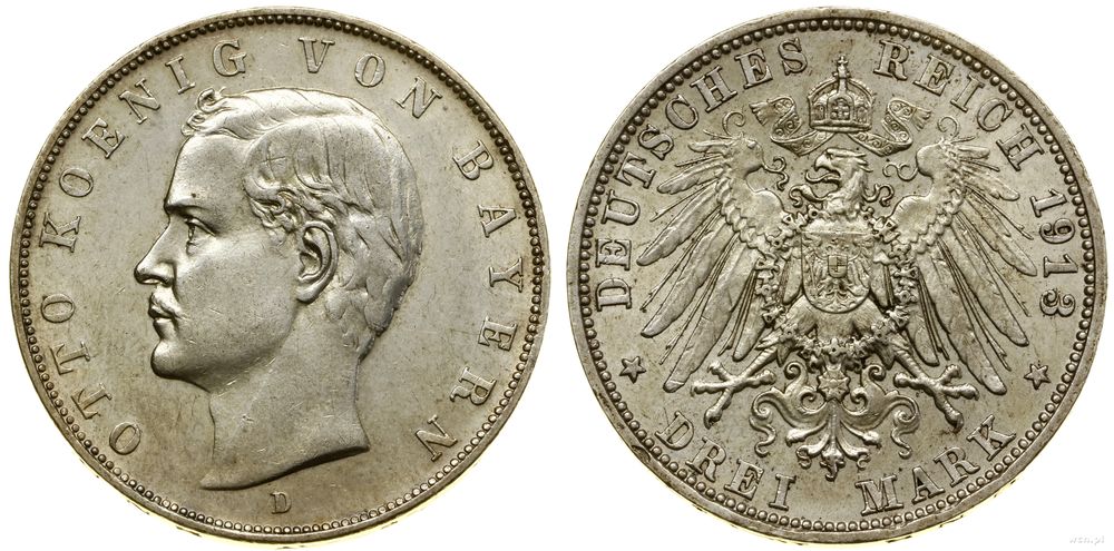Niemcy, 3 marki, 1913 D