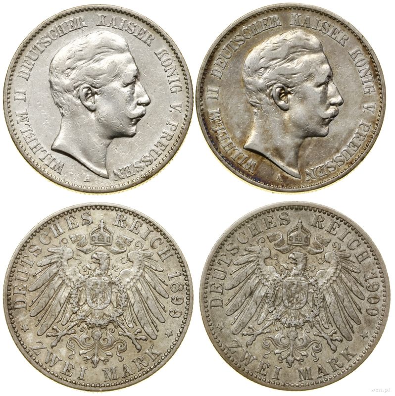 Niemcy, zestaw: 2 x 2 marki, 1899 i 1900
