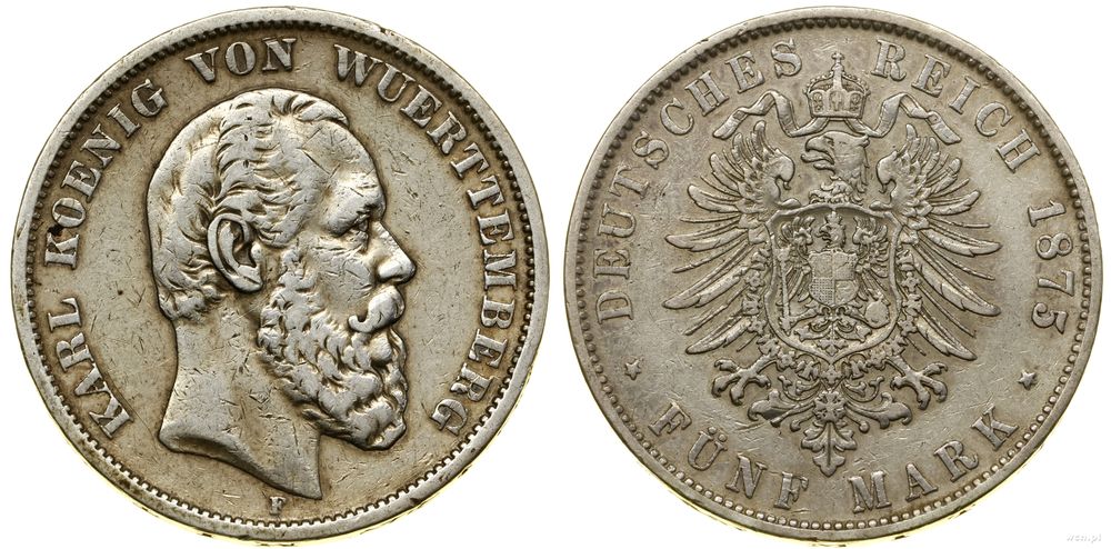 Niemcy, 5 marek, 1875 F