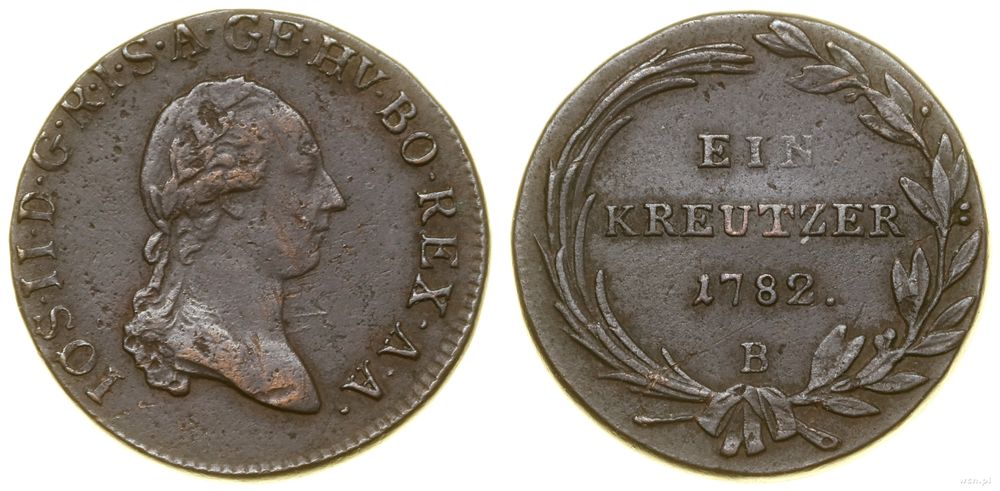 Austria, 1 krajcar, 1782 B