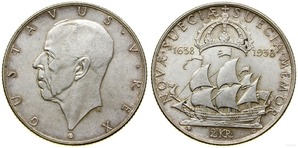 Szwecja, 2 korony, 1938