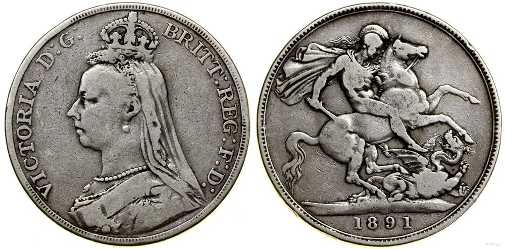 Wielka Brytania, 1 korona, 1891