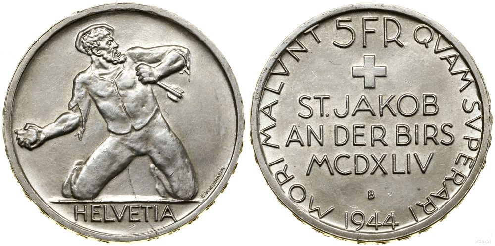 Szwajcaria, 5 franków, 1944
