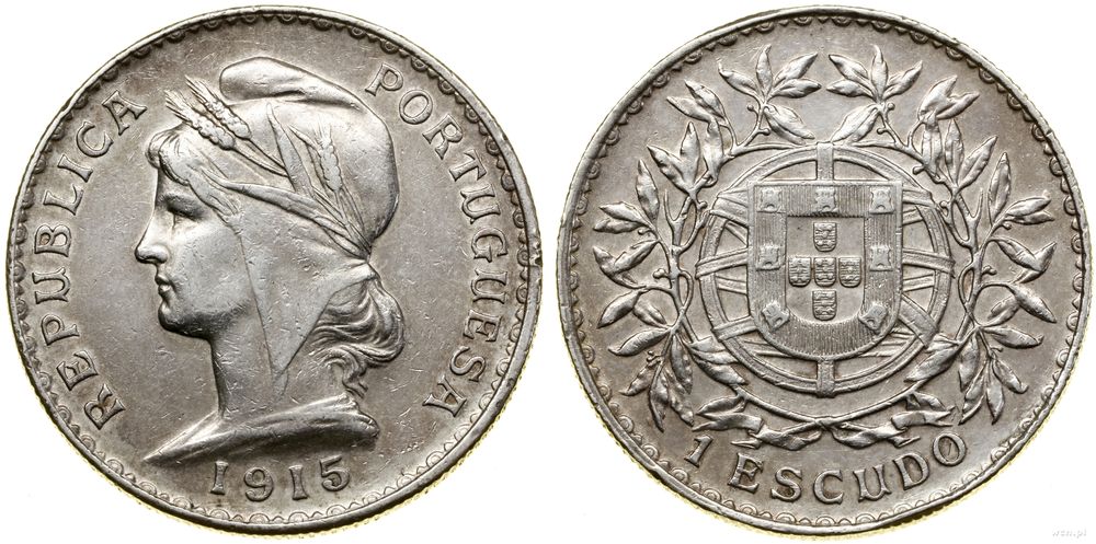 Portugalia, 1 escudo, 1915