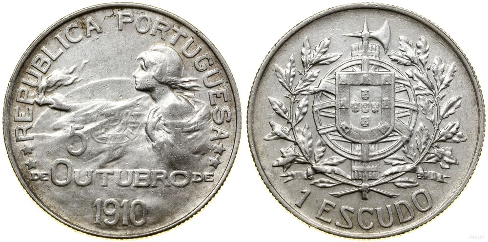 Portugalia, 1 escudo, 1910