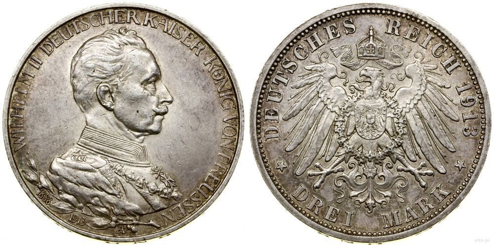 Niemcy, 3 marki, 1913 A