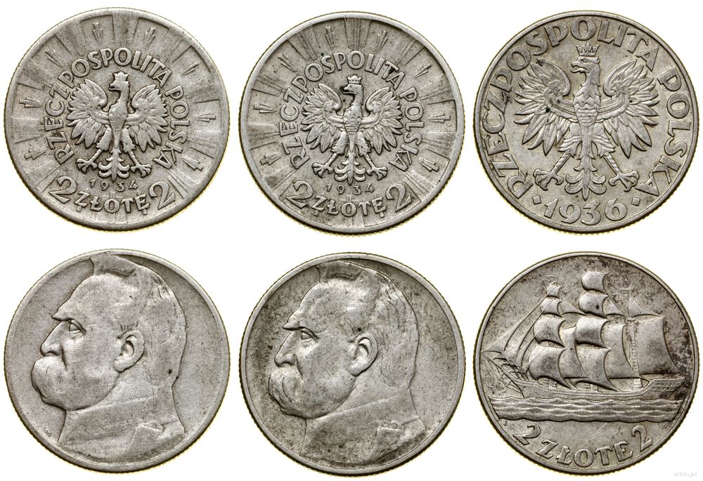 Polska, zestaw 3 x 2 złote