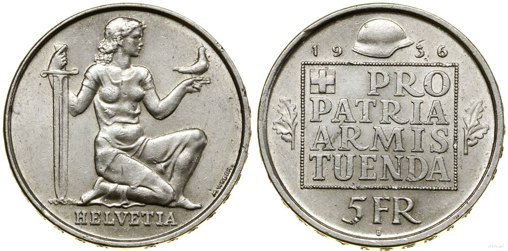 Szwajcaria, 5 franków, 1936