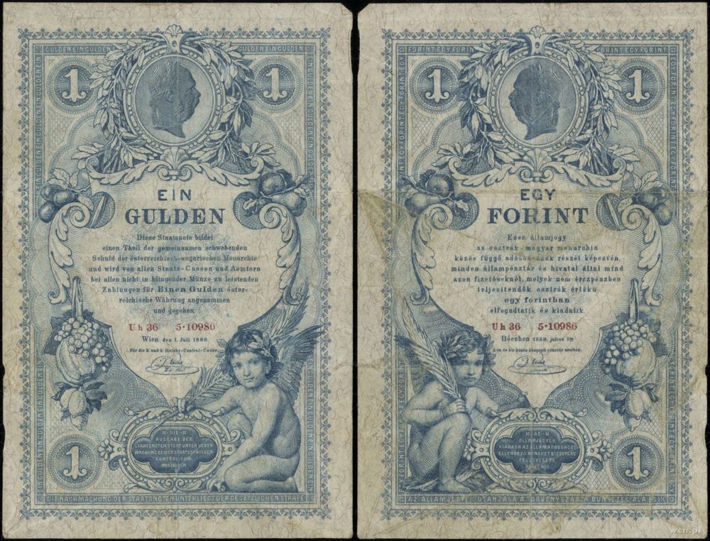 Austria, 1 gulden = 1 forint, 1.07.1888